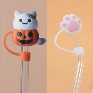 Starbucks strawtoppers Pumpkin cat and cat paw